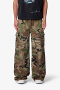 Distressed Camo Cargo Pants - Camo