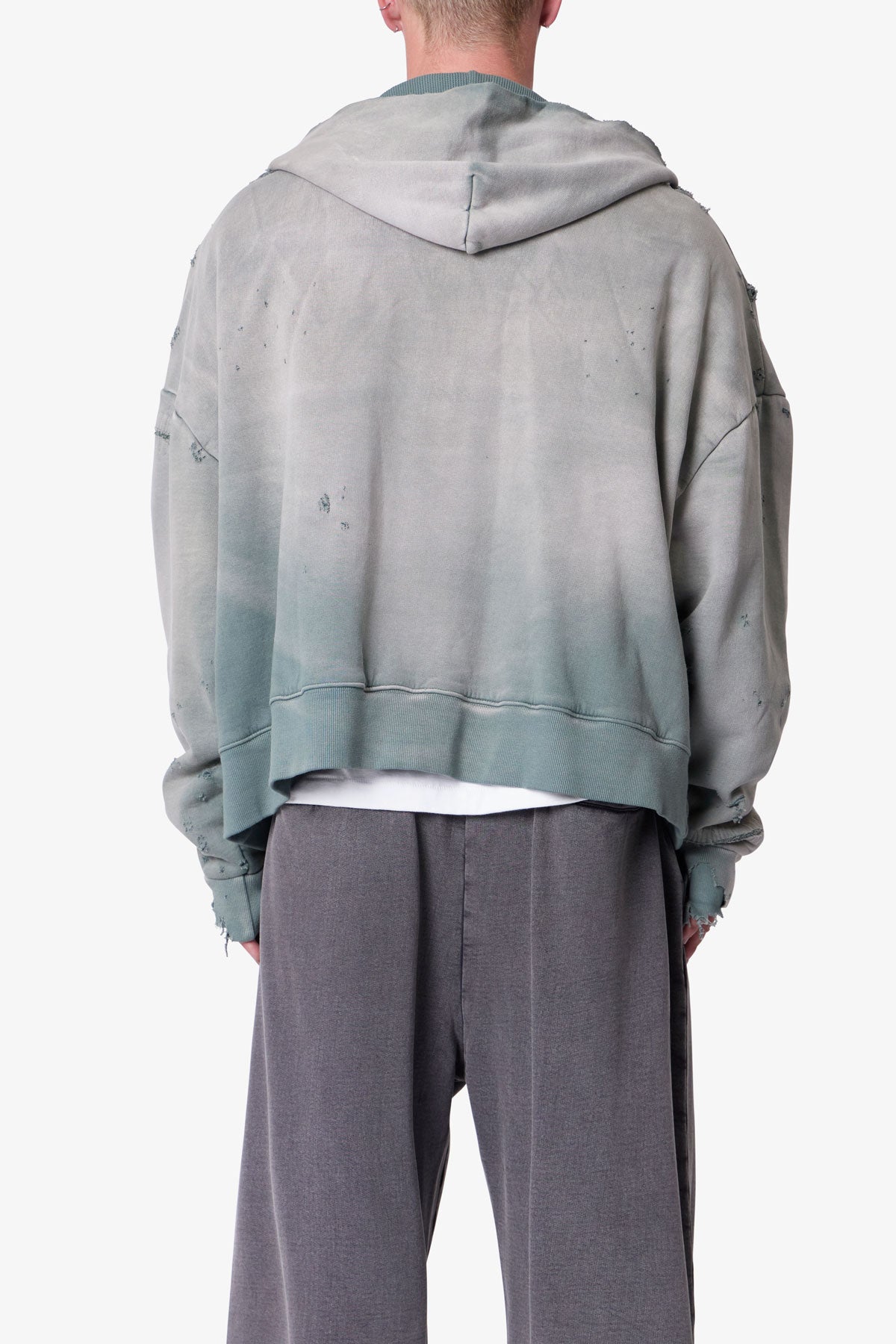 Distressed Thermal Lined Hoodie - Green
