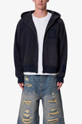 Half & Half Zip Up Hoodie - Washed Black
