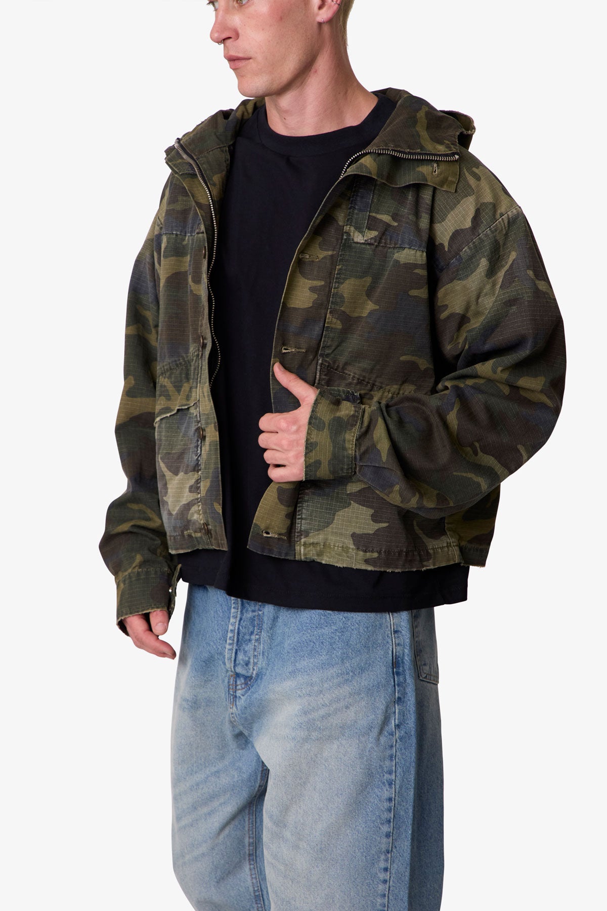 Hooded Sprayed Ripstop Jacket - Camo