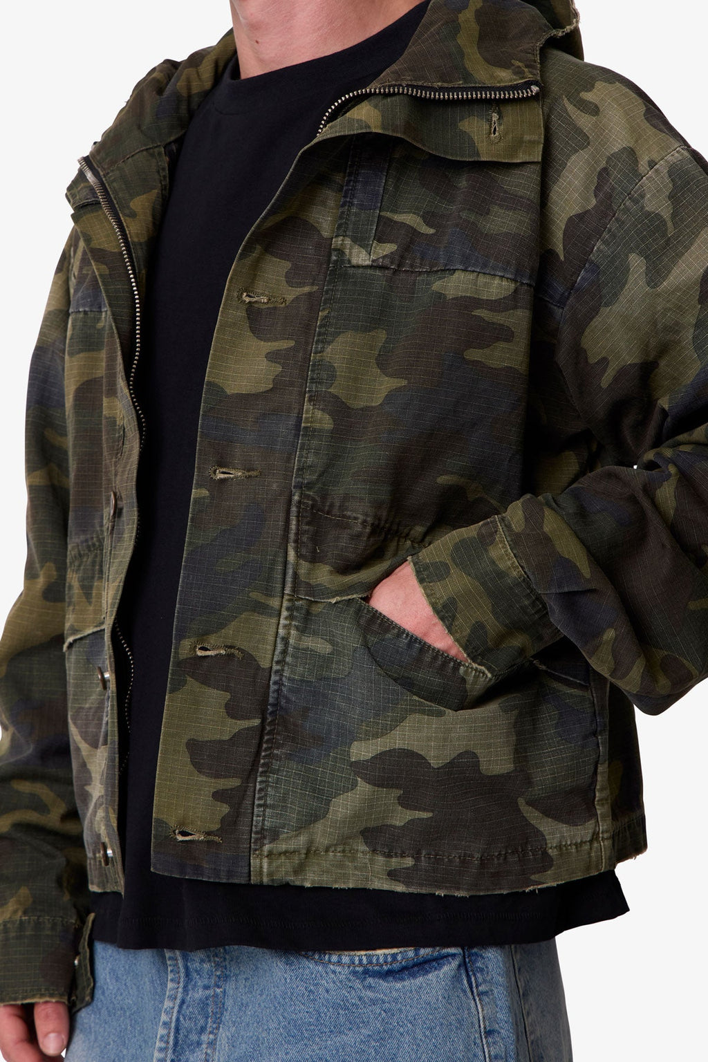Hooded Sprayed Ripstop Jacket - Camo