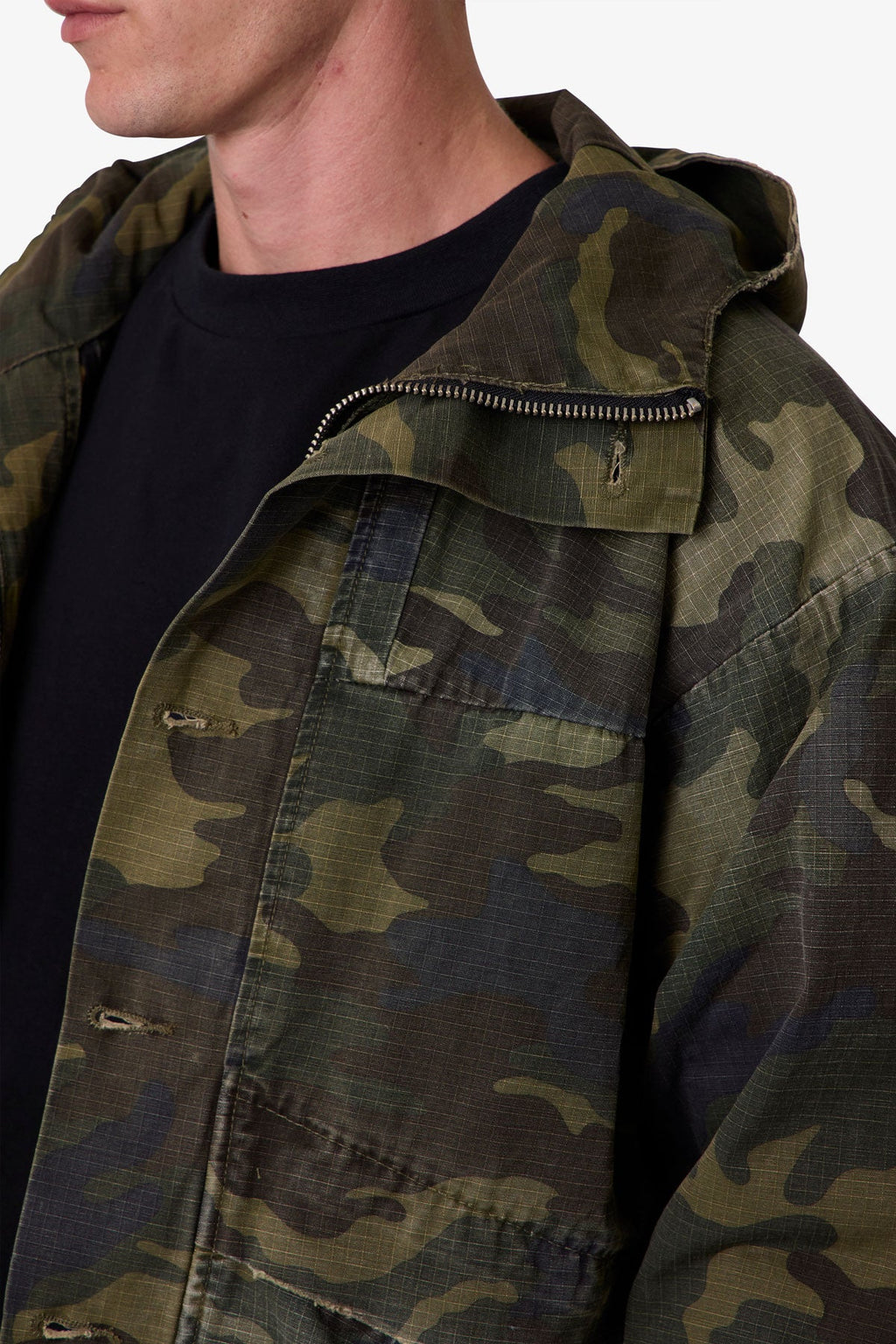 Hooded Sprayed Ripstop Jacket - Camo