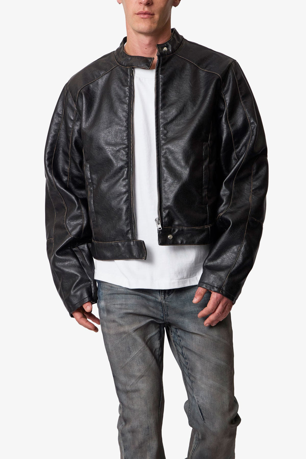 Leather Moto Jacket - Black