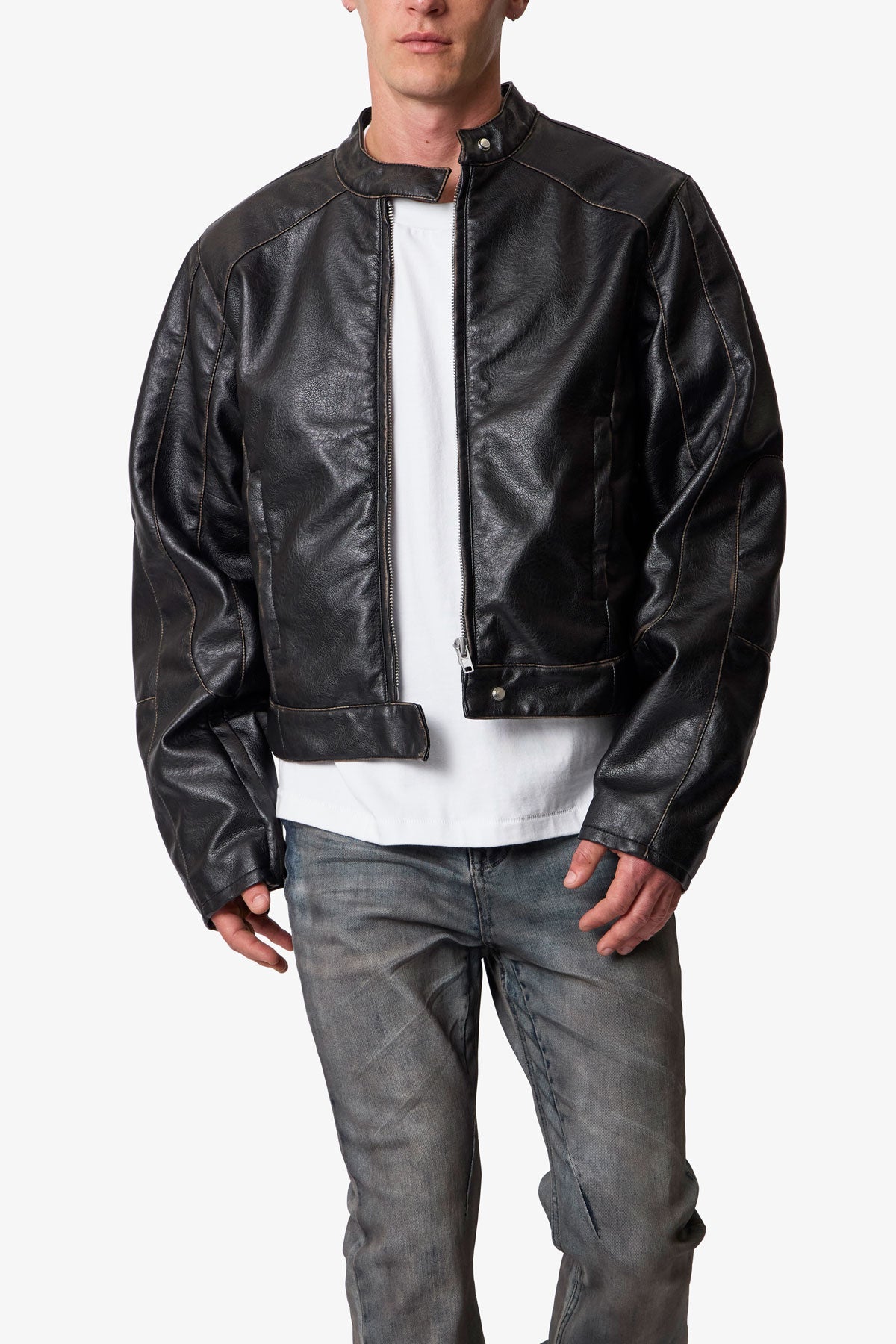 Leather Moto Jacket - Black