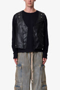 Leather Zipper Vest - Black