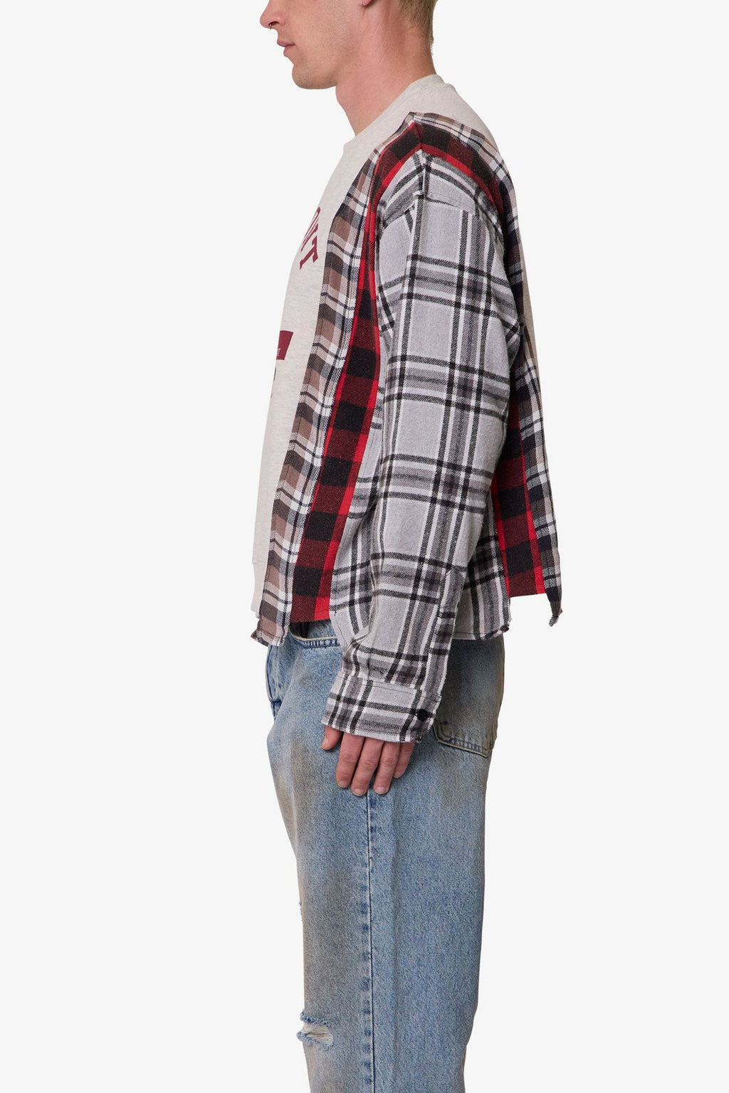Mixed Flannel Crewneck Sweater - Multi