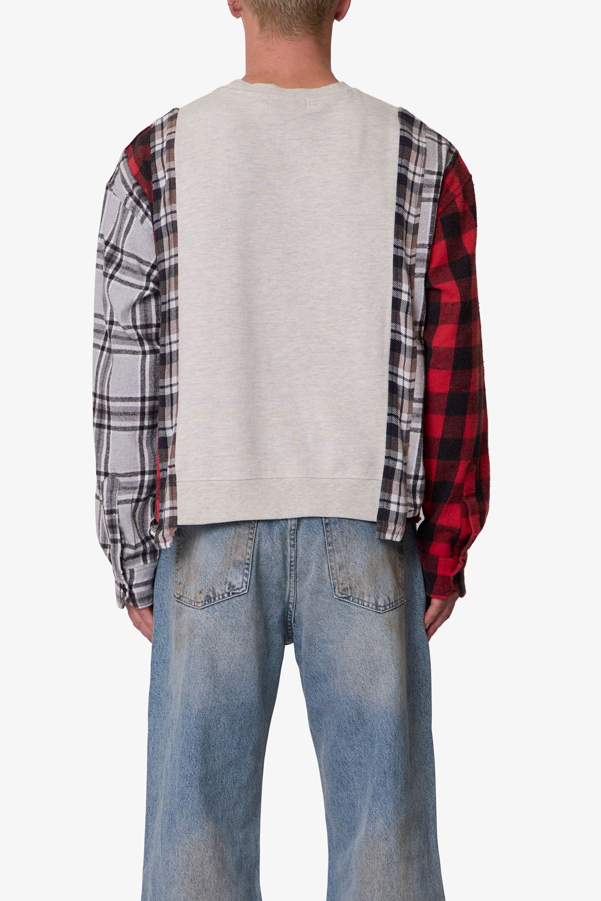 Mixed Flannel Crewneck Sweater - Multi