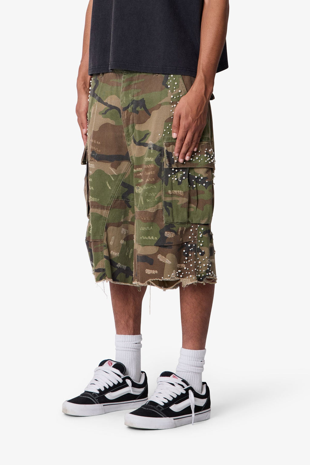 Pearled Cargo Shorts - Camo