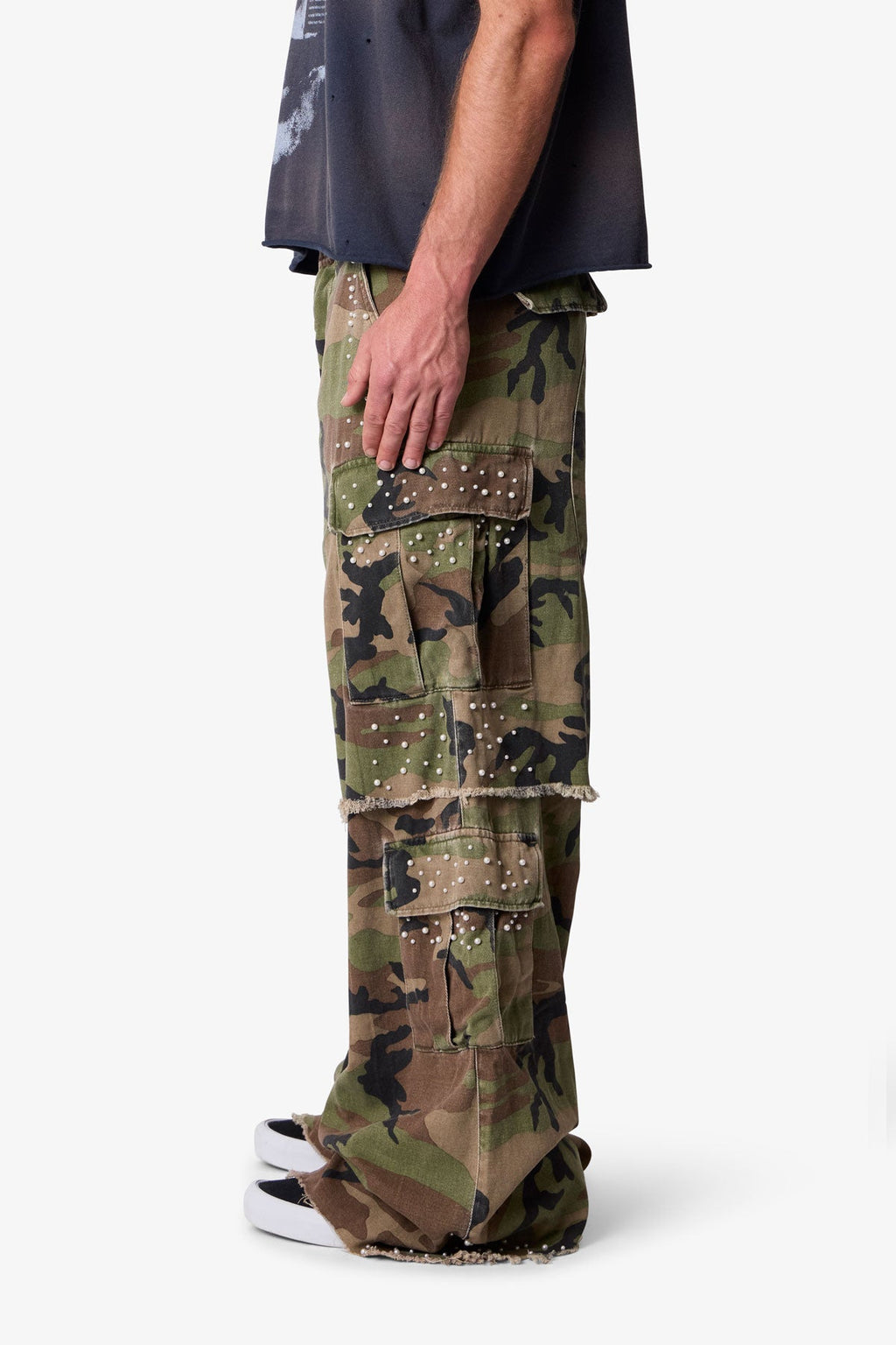 Pearled Rave Cargo Pants - Camo