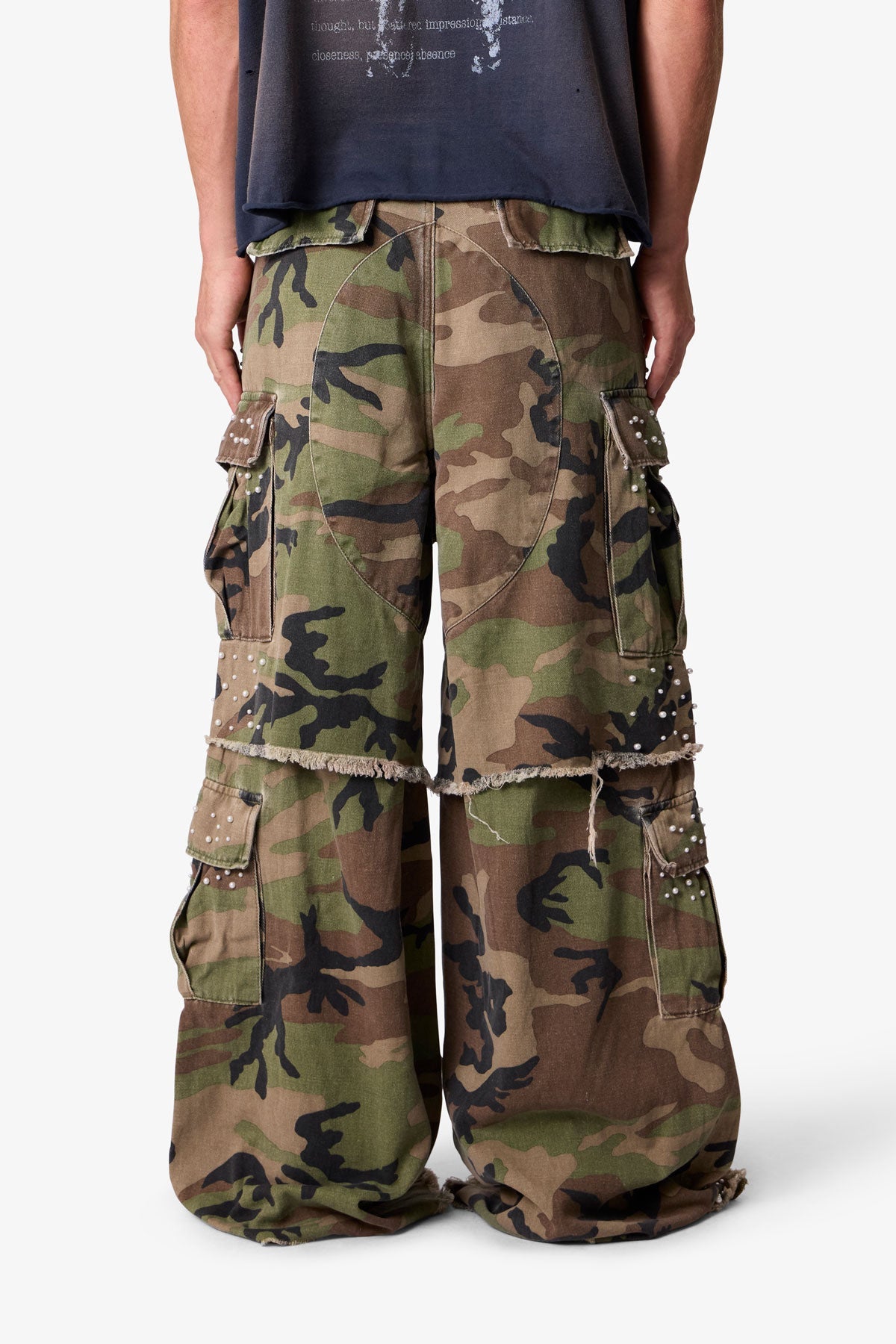 Pearled Rave Cargo Pants - Camo