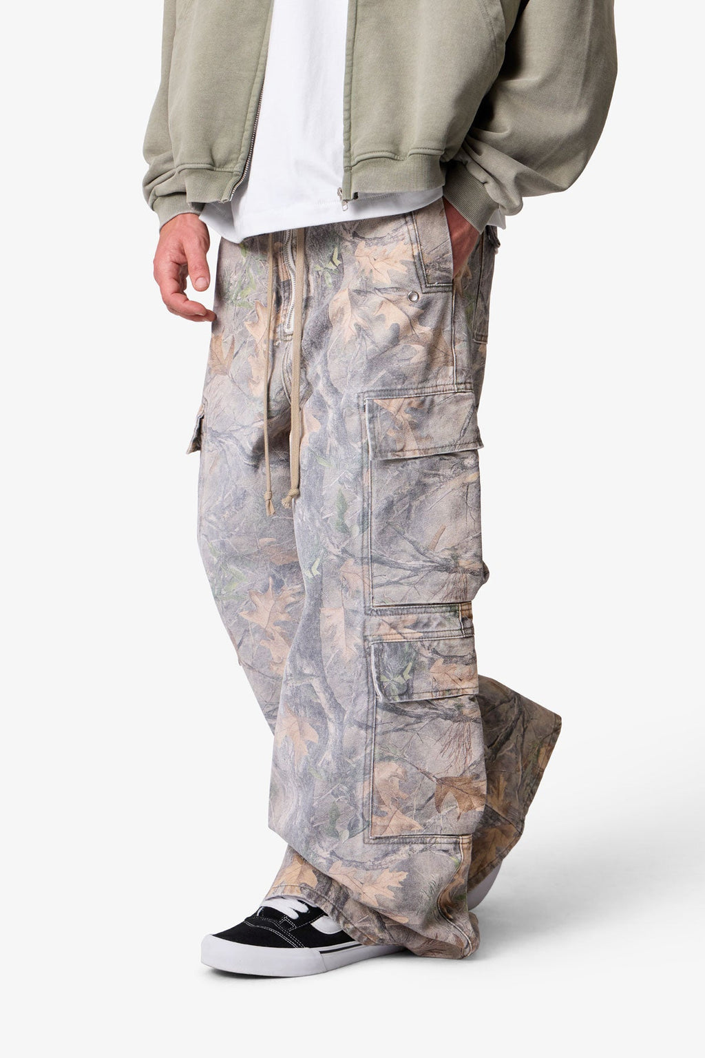 Rave Double Cargo Pants - Grass Camo