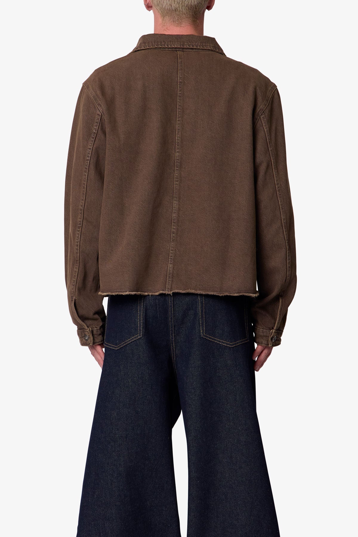 Raw Hem Denim Jacket - Washed Brown