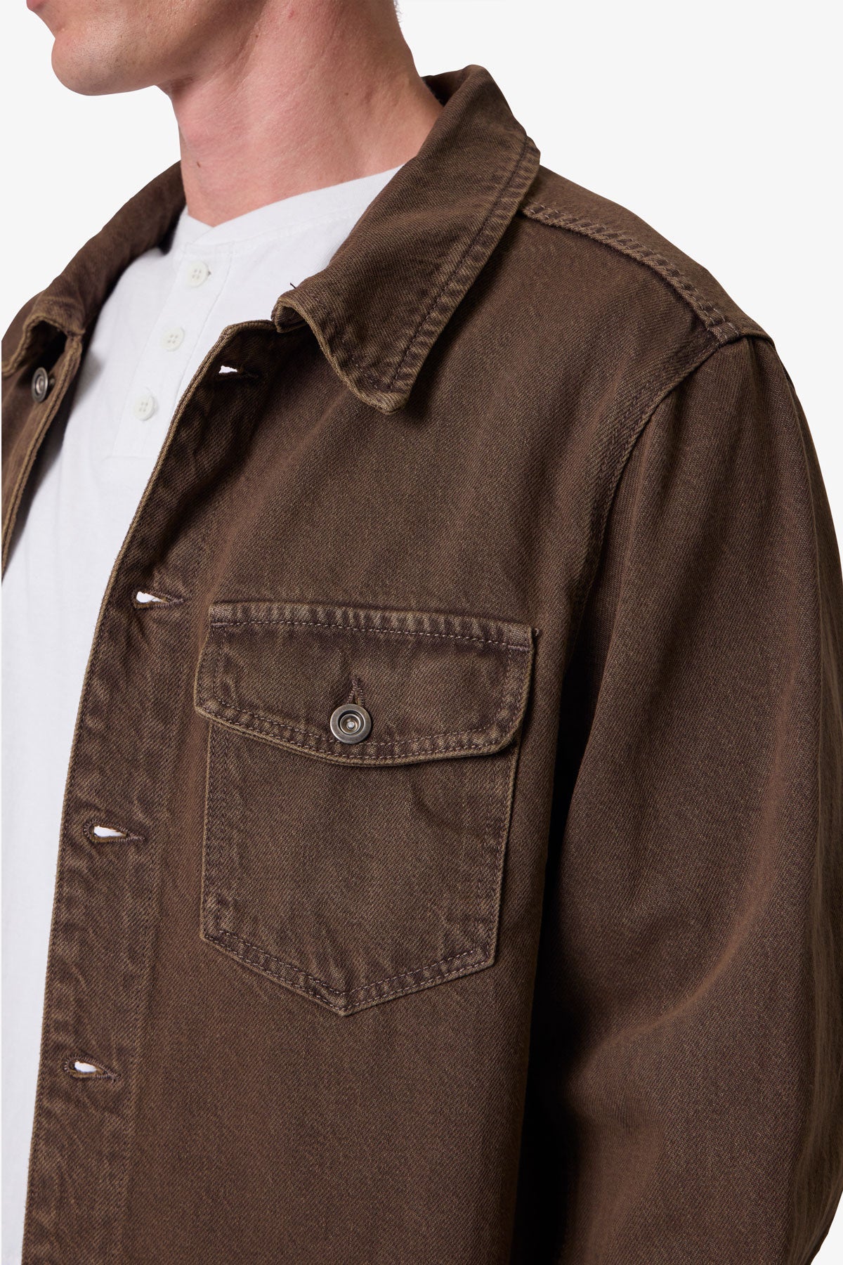 Raw Hem Denim Jacket - Washed Brown