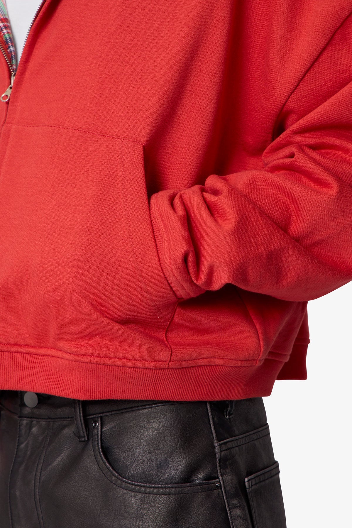 Reversible Flannel Zip Up Hoodie - Red