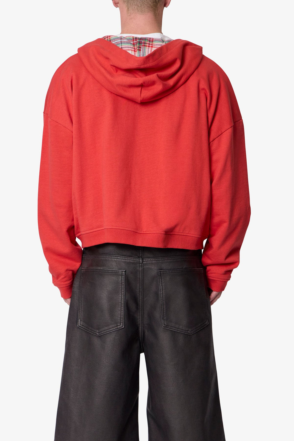 Reversible Flannel Zip Up Hoodie - Red