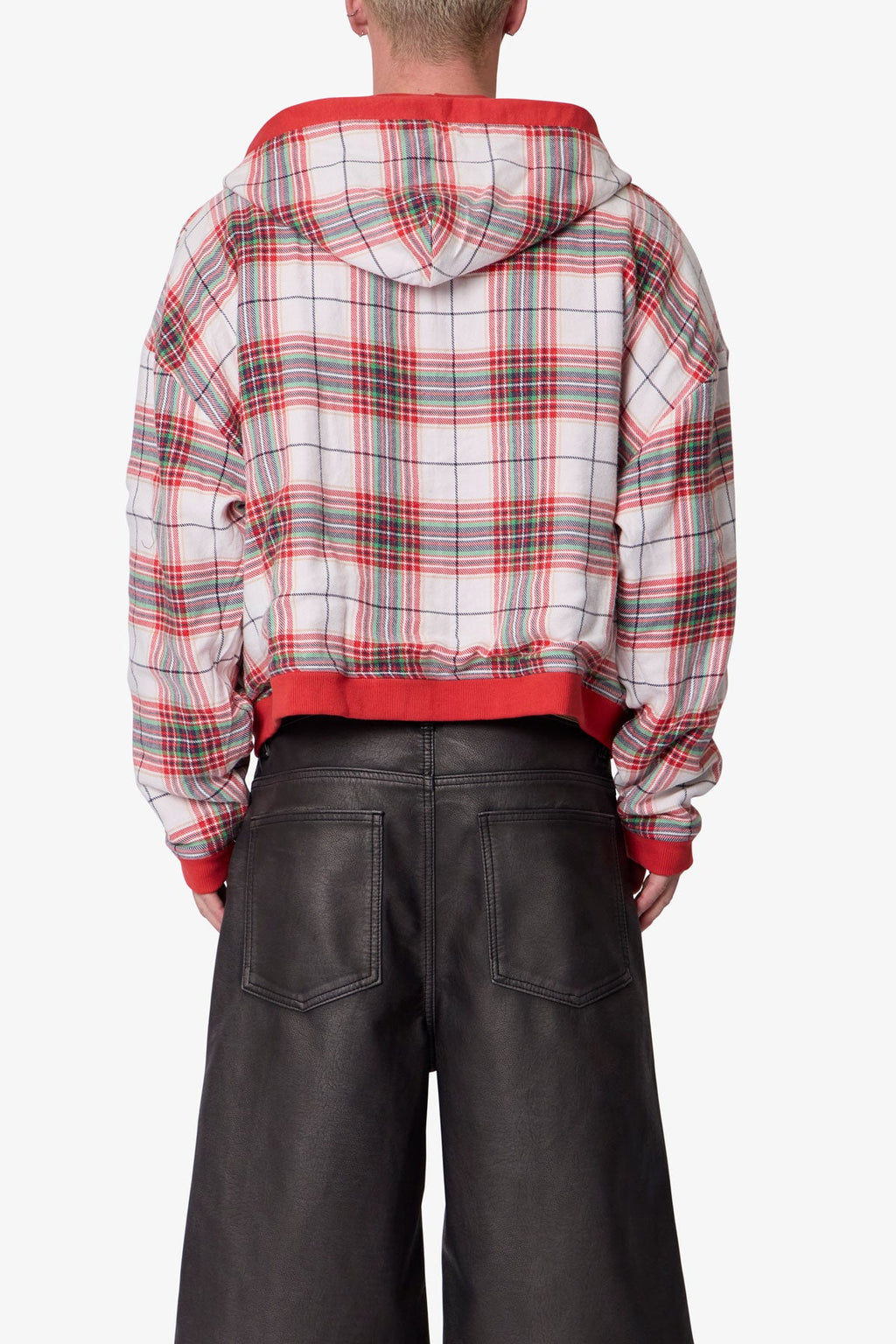 Reversible Flannel Zip Up Hoodie - Red