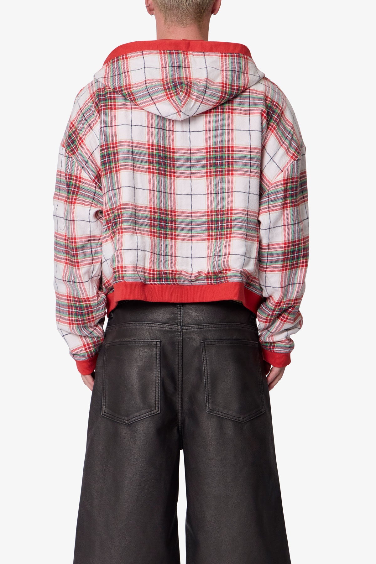 Reversible Flannel Zip Up Hoodie - Red