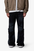 Side Snap Kick Flare Pants - Black
