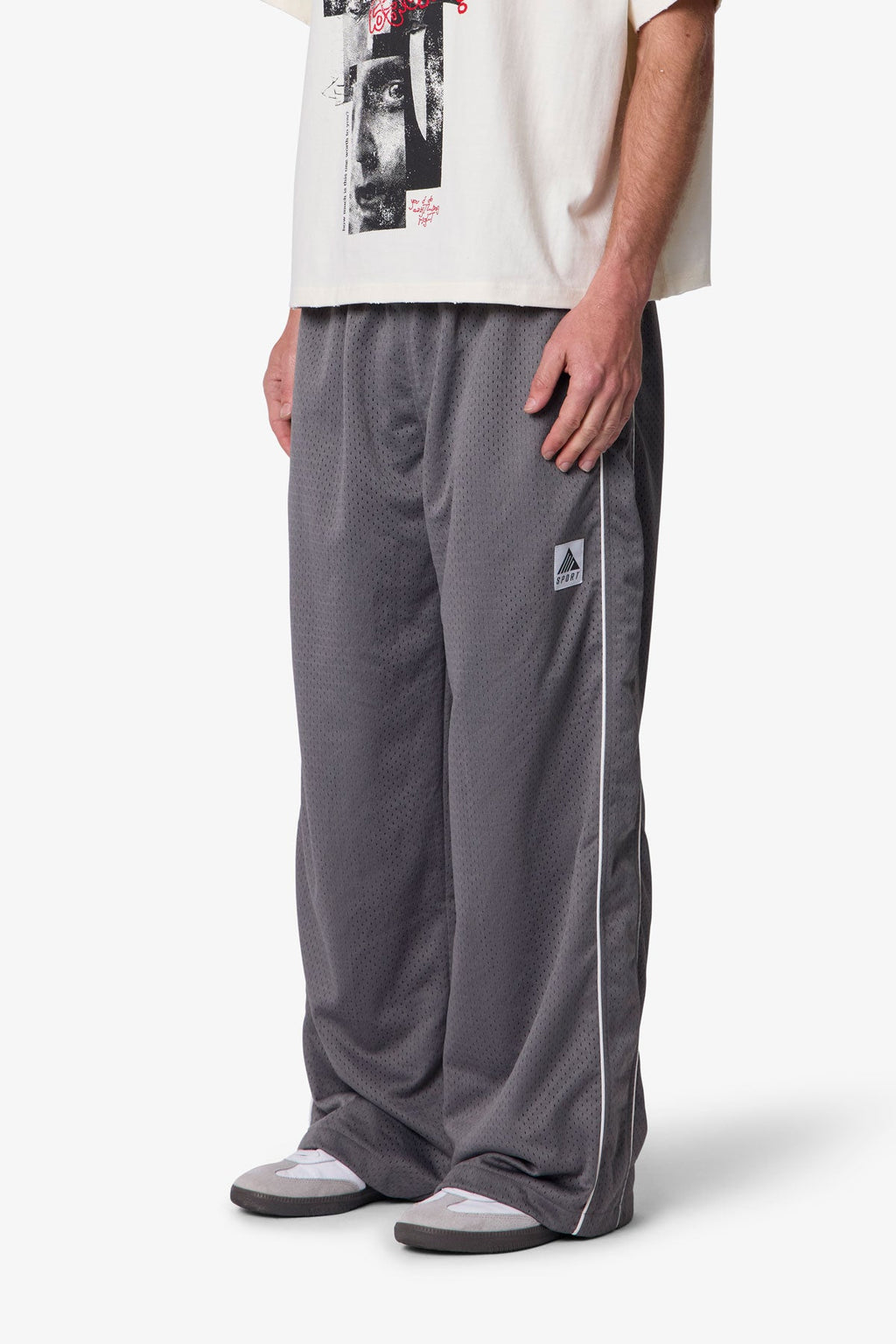 Sport Mesh Track Pants - Grey