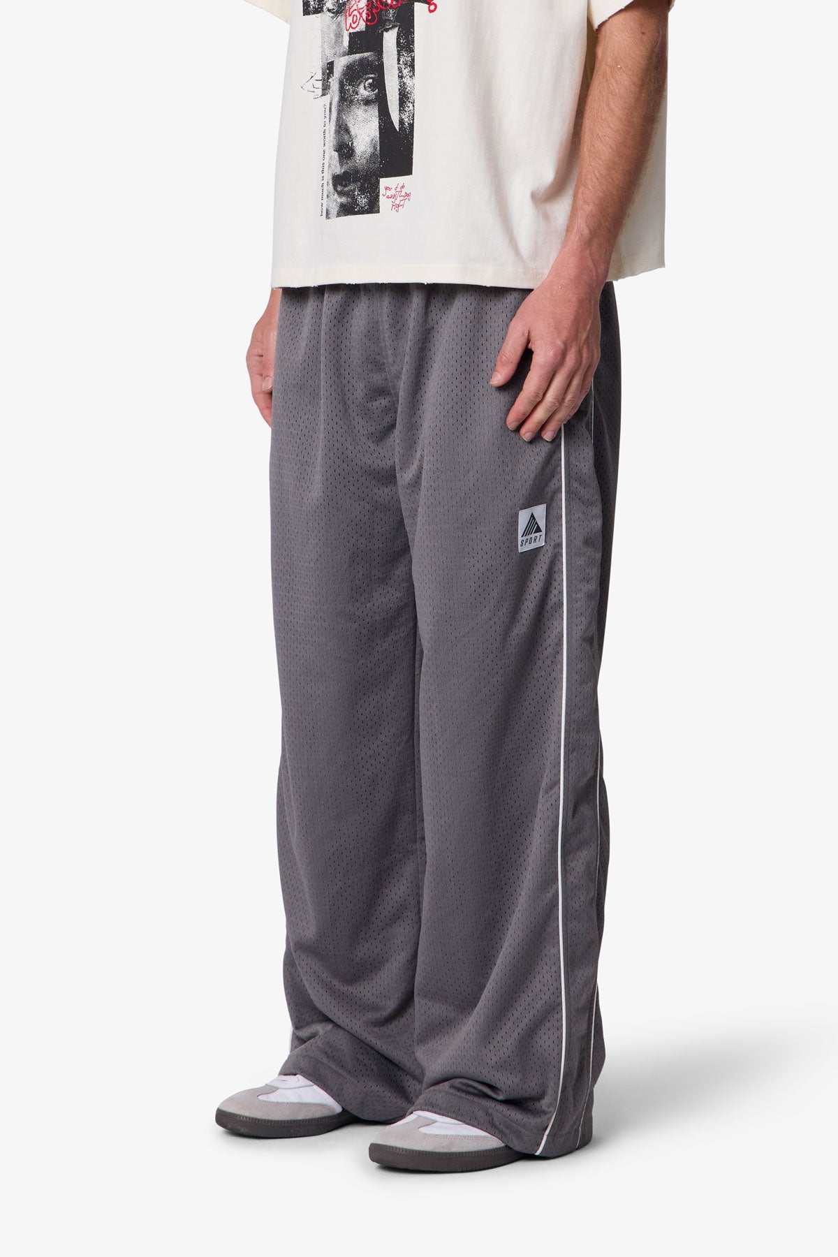 Sport Mesh Track Pants - Grey