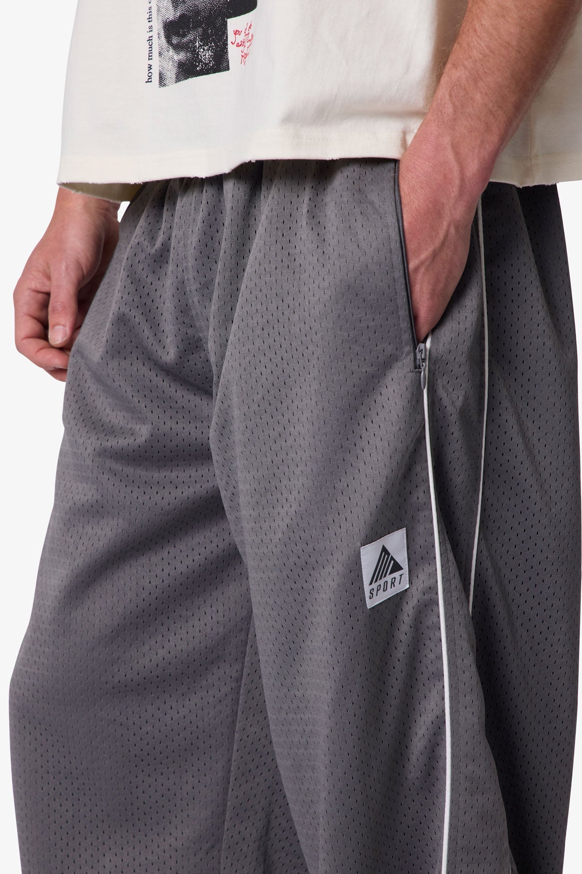Sport Mesh Track Pants - Grey