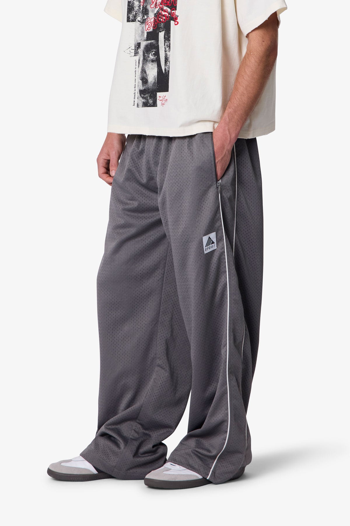 Sport Mesh Track Pants - Grey