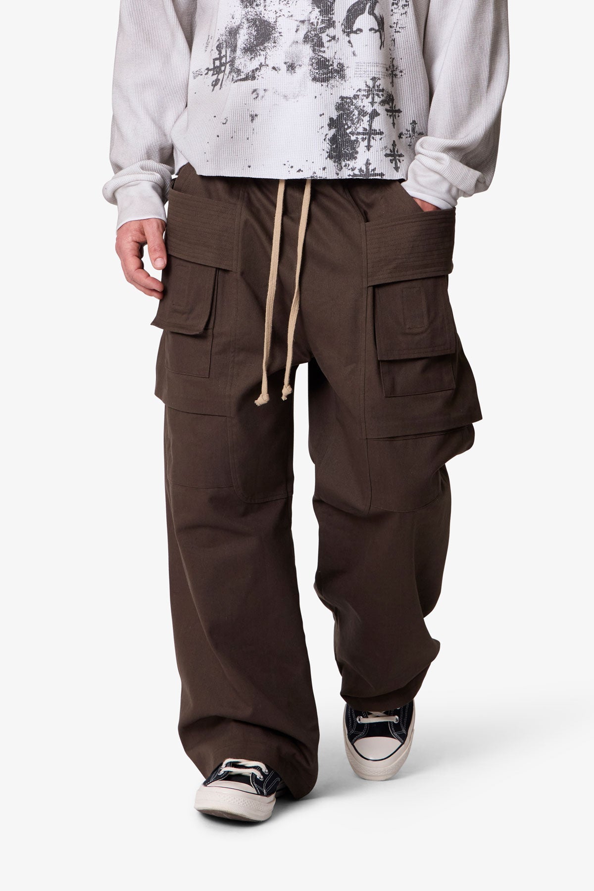 Strapped Cargo Pants - Brown