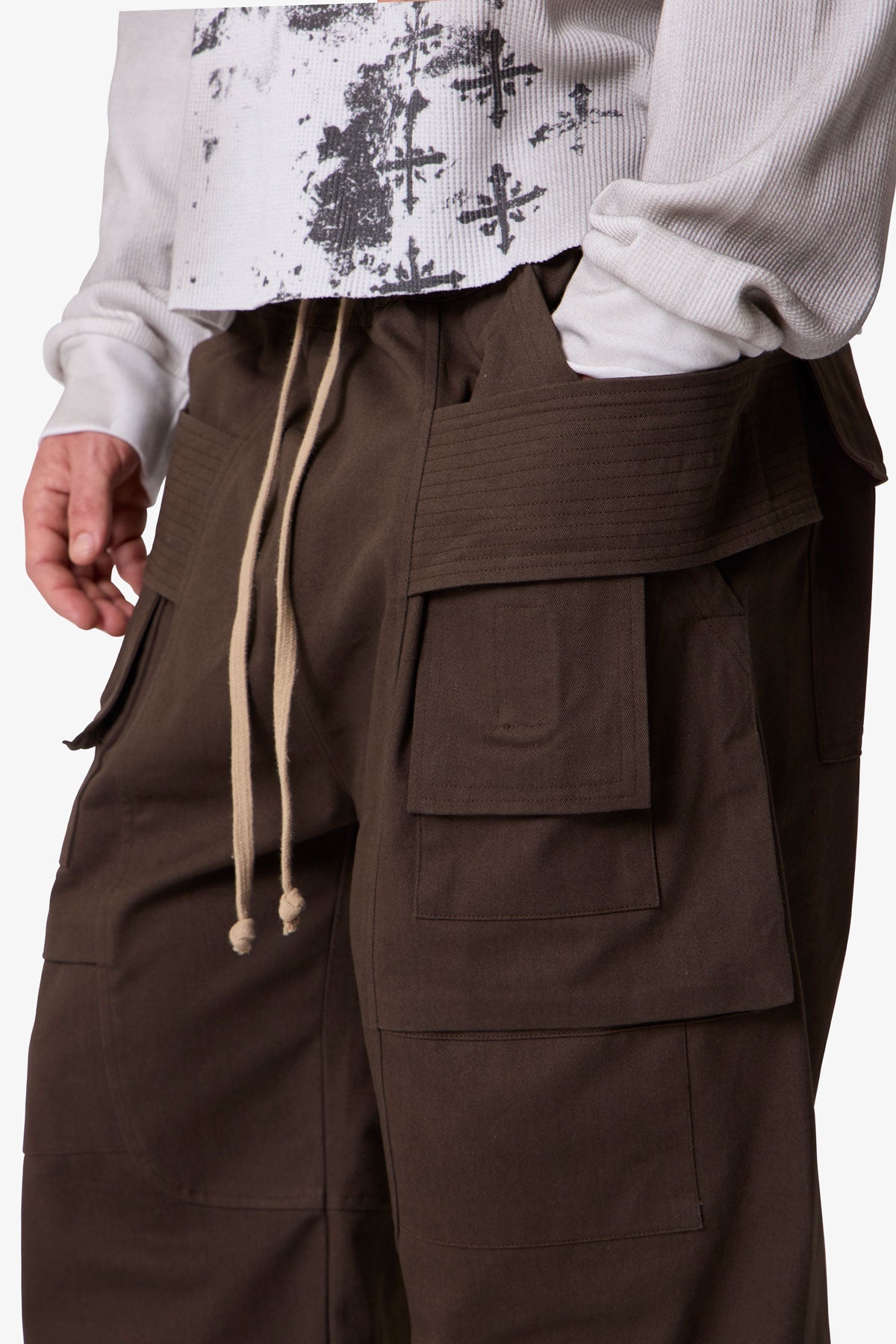 Strapped Cargo Pants - Brown