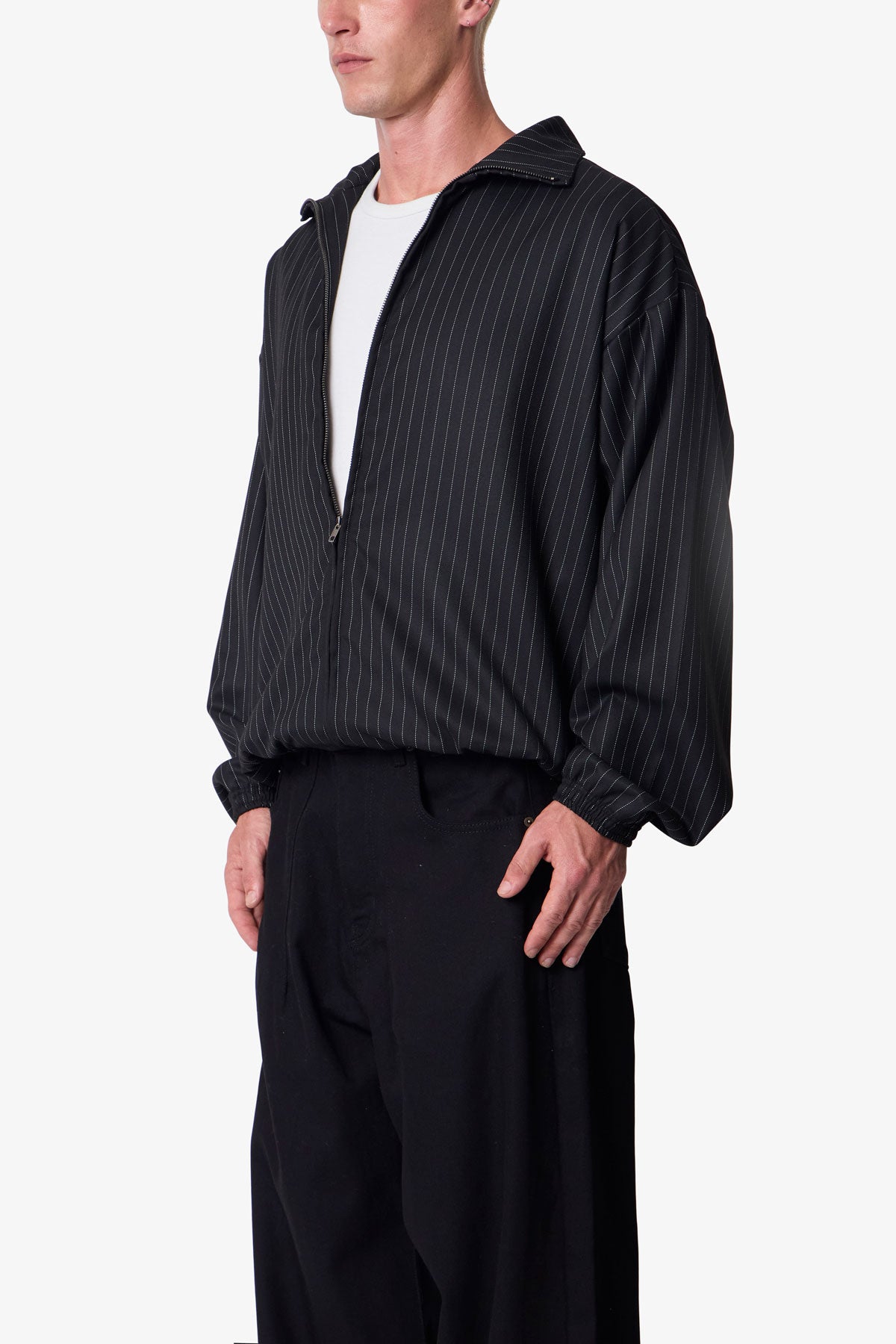Striped Track Jacket - Black