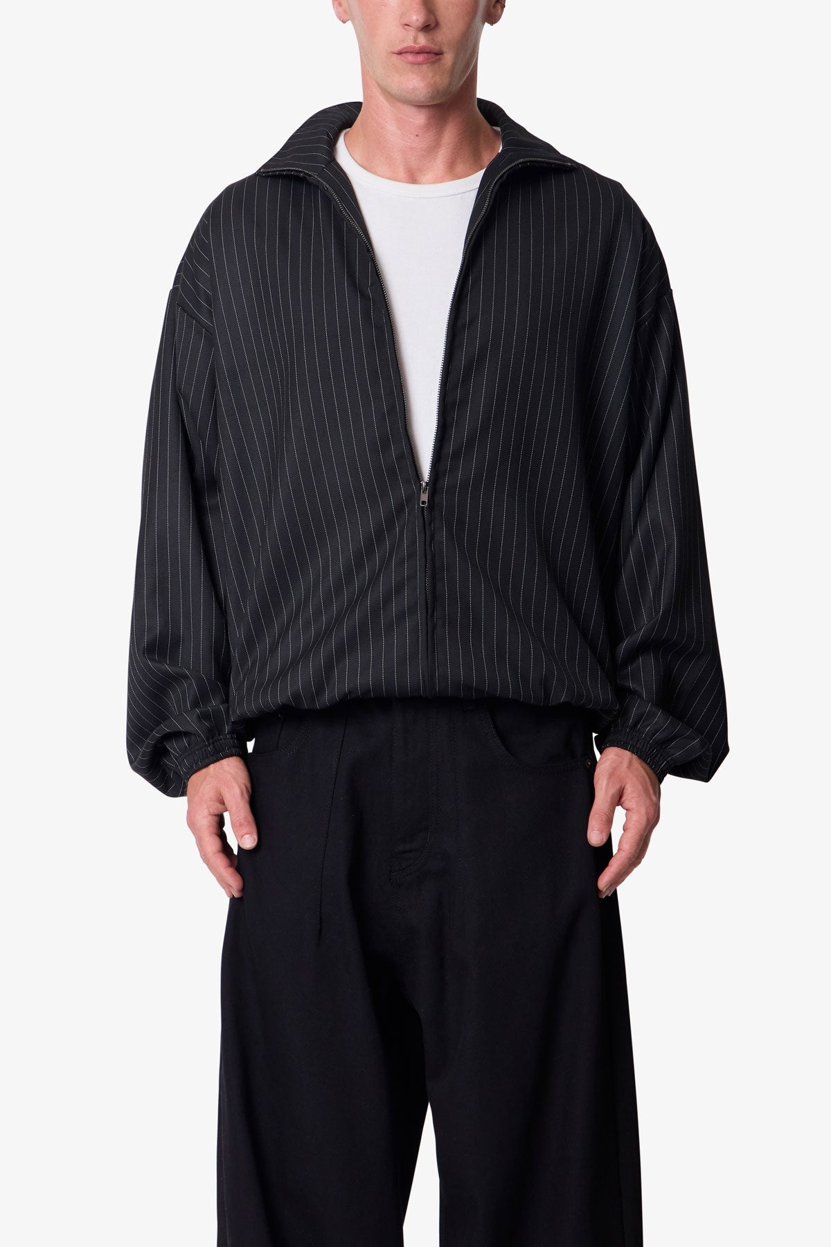 Striped Track Jacket - Black