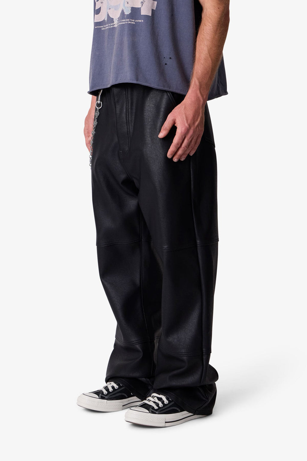Ultra Baggy Leather Pants - Black