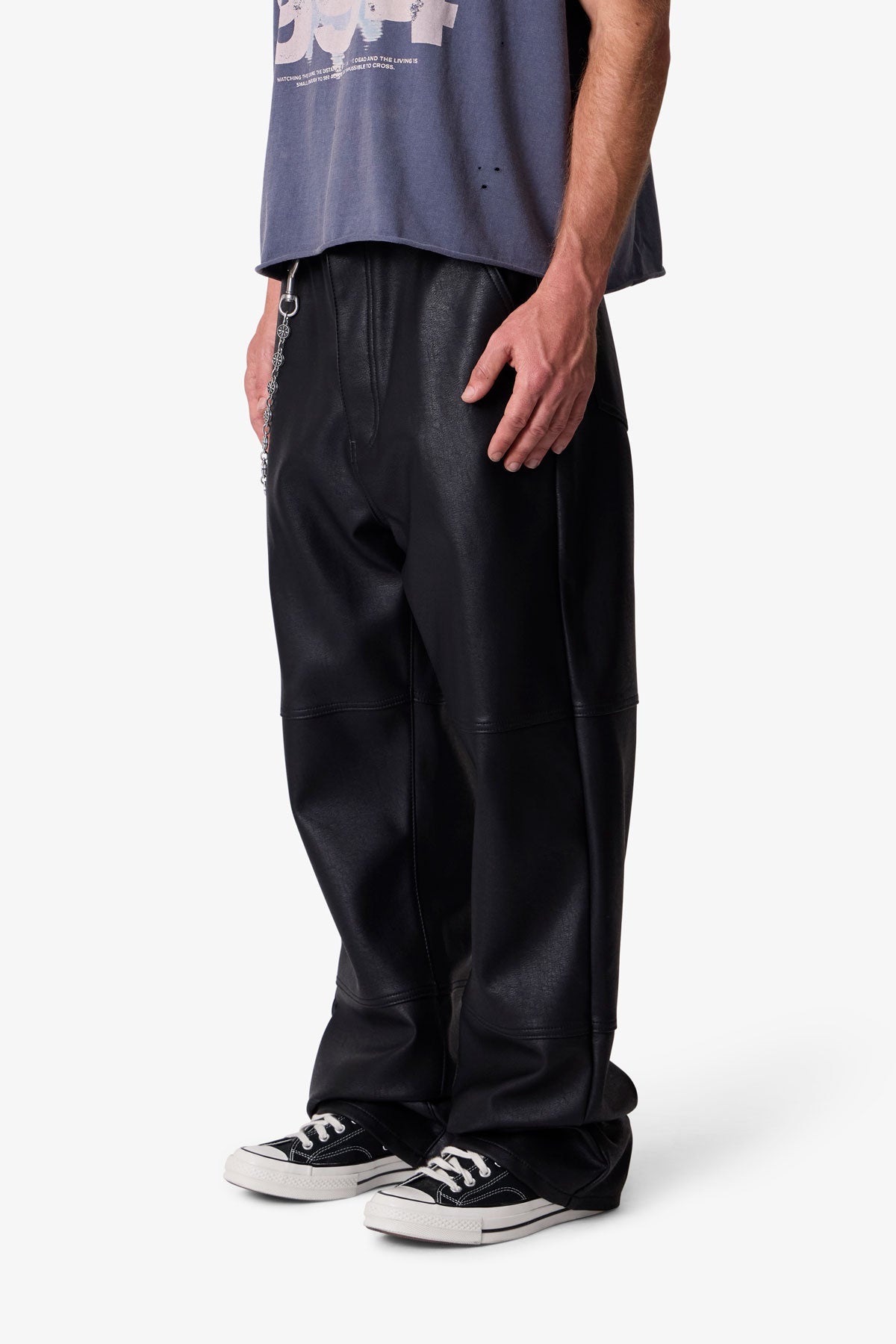 Ultra Baggy Leather Pants - Black