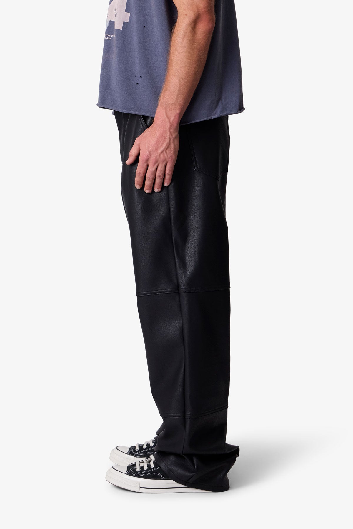 Ultra Baggy Leather Pants - Black