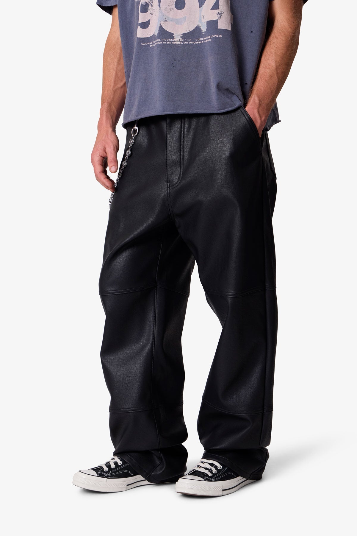 Ultra Baggy Leather Pants - Black