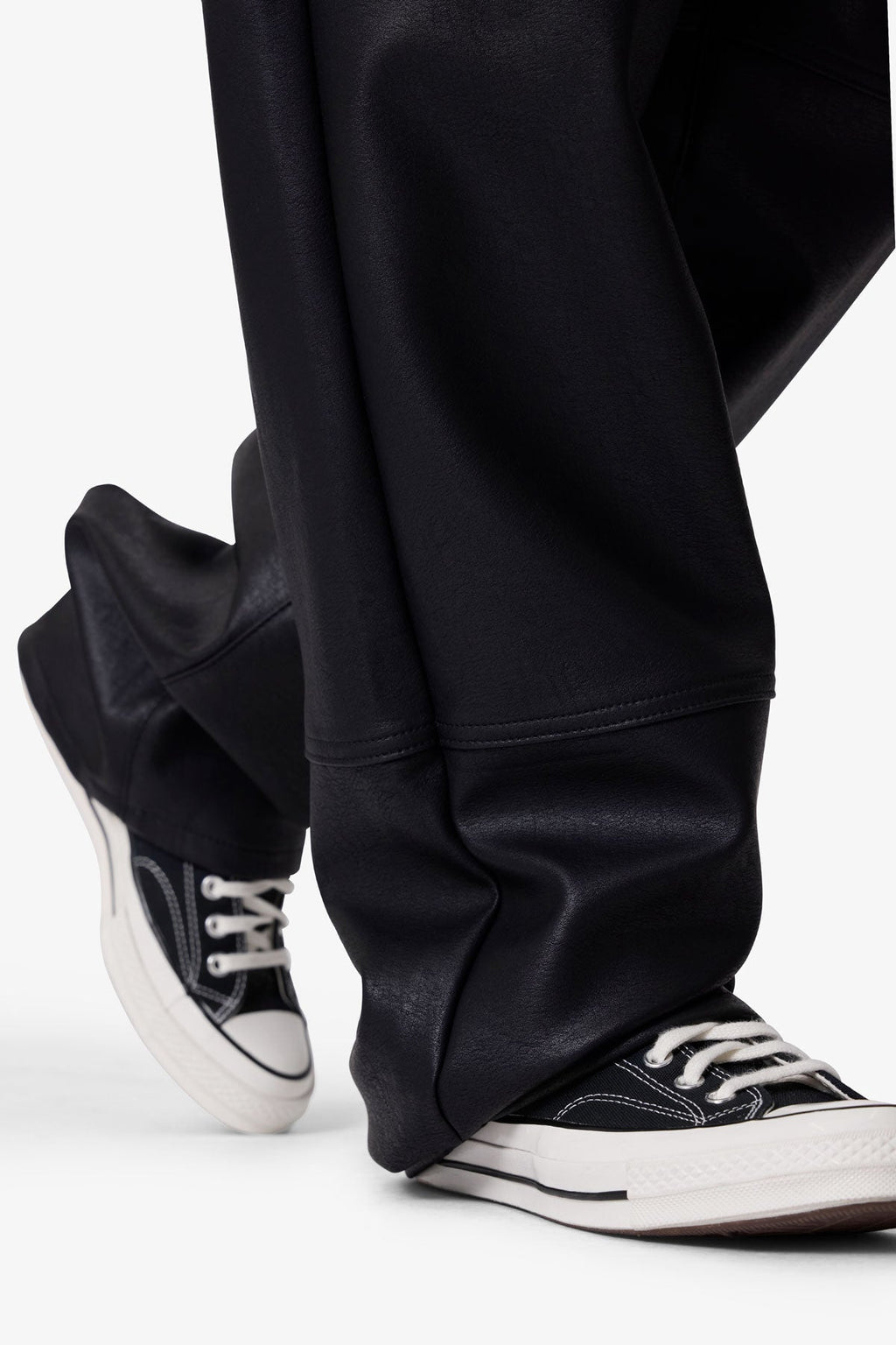Ultra Baggy Leather Pants - Black