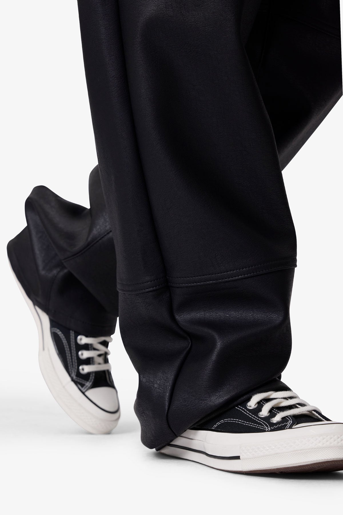 Ultra Baggy Leather Pants - Black