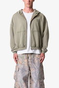 Vintage Washed Zip Up Hoodie - Olive