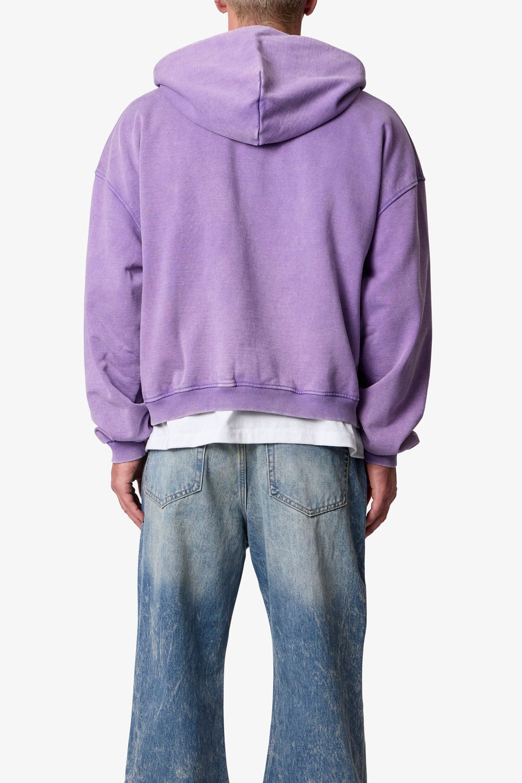 Vintage Washed Zip Up Hoodie - Purple