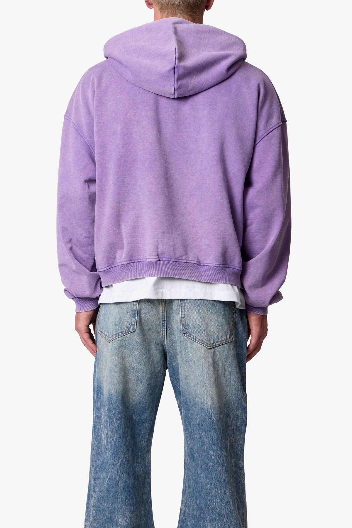 Vintage Washed Zip Up Hoodie - Purple